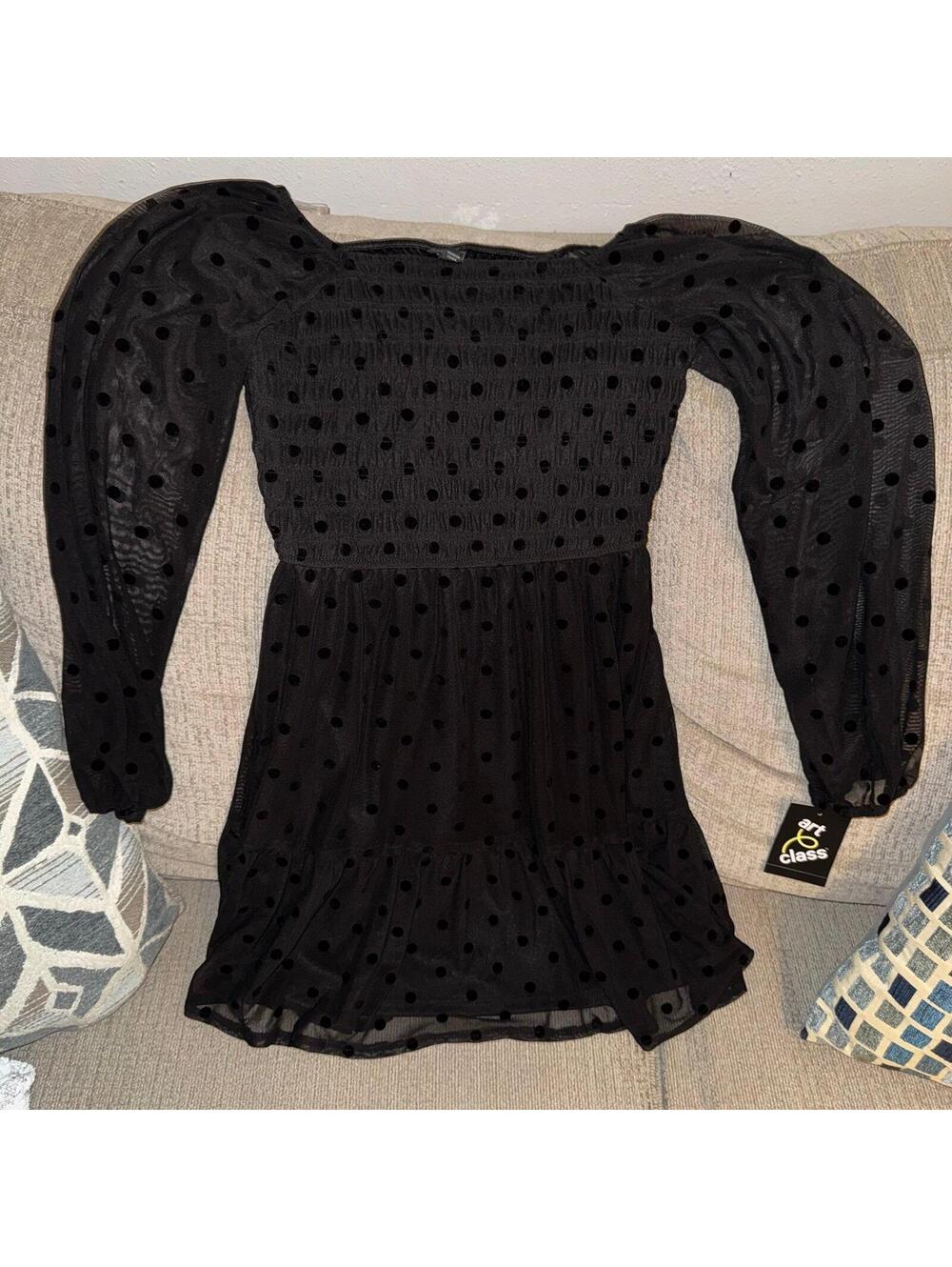 Art Class Black Polka Dot Dress 10/12
